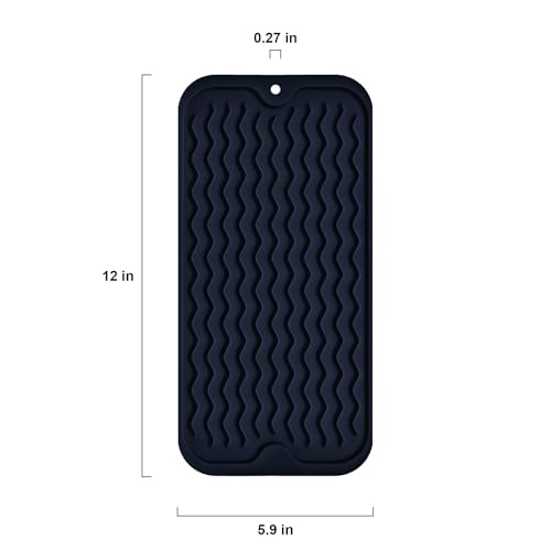 Silicone Dish Drying Mat (Dark Blue / 12" x 6")