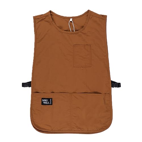 Waterproof Cobbler Apron with 4 Pockets Vest Smock Apron for Men Women Chef Waiter Work (Orange)