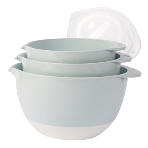 3 Small Plastic Mixing Bowls with Lids (Pale Blue)