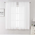 White Sheer Curtains 68 Inch Length 2 Pcs (White / 42"W x 68"L (Pack of 2))
