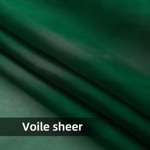 Solid Sheer Rod Pocket Curtain Voile Draperies 4 Panels White Beige Black Grey Ivory 52 Inch Width 96 Inch Long 1 Pair for Kitchen Bedroom Children Living Room Yard (Foliage Green / 52"W x 96"L (Pack of 4))