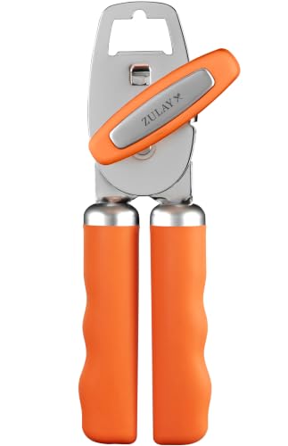 Manual Can Opener Heavy Duty Patented Stainless Steel (Orange / Comfy Grip)