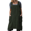 Cotton Linen Apron Cross Back Apron for Women with Big Pockets Square Pinafore Dress for Baking Cooking BBQ & Grill AmyGreen S (Amy Green / Small)