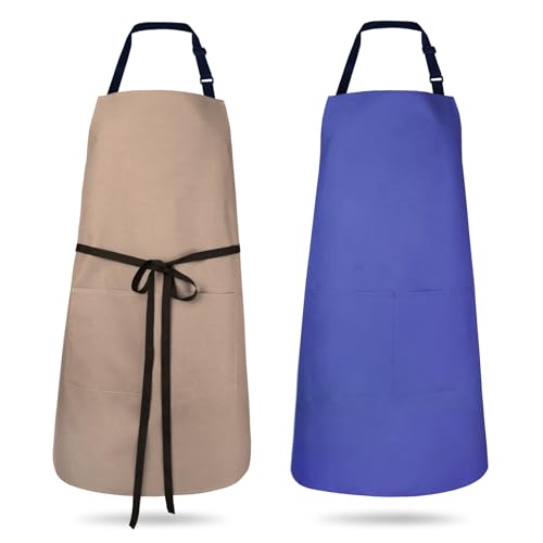2 Pack Kitchen Aprons (Royal Blue & Brown)