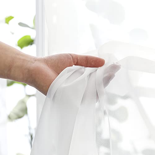 2 Panels White Sheer Curtains 96" Length for Bedroom (White / 42"W x 96"L (Pack of 2))