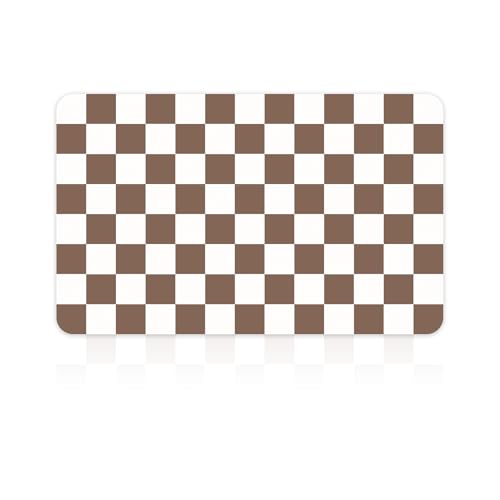 Checkered Dish Mat for Kitchen Coffee Station (Coffee Brown / 16" x 24")