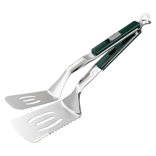 Spatula Tongs (Green Handle, Silver Tone)