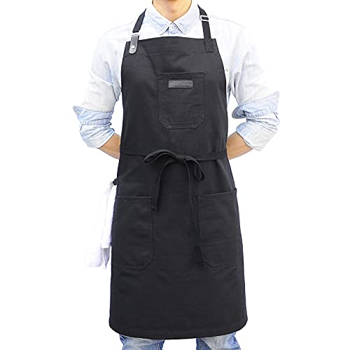 Black Kitchen Apron for Cooking (Black Cotton)