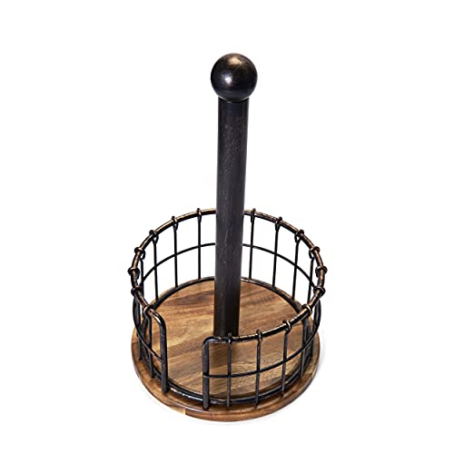 Anvil Wire And Acacia Wood Paper Towel Holder