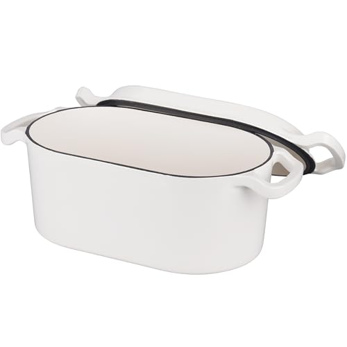 Oval Dutch Oven Pot with Lid (White)