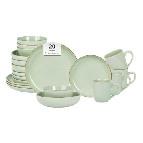 Eur Nordic Shape Raising Rim 20pc Dinnerware Set (Service for 4 - 20pc Set / Green)