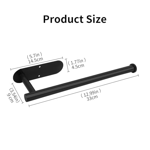 Pink Paper Towel Holder Self Adhesive Drilling for Kitchen Black (Black)