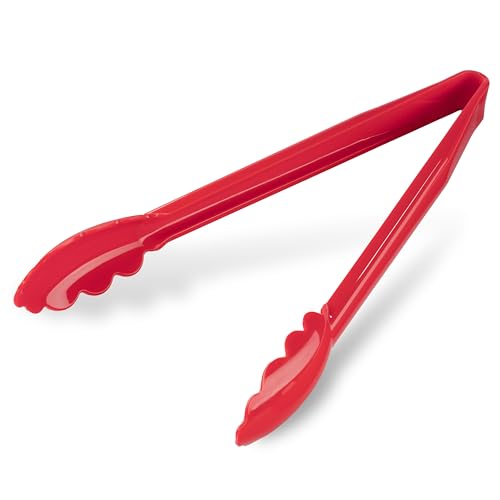Carly Tongs Plastic Serving Tongs (9" Utility Tong / 12 Pack / Red)