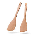 Wooden Spatulas for Cooking (Beech Yellowish / Thin 12.8" Angled Edge)