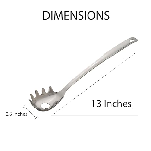 Spaghetti Ladle and Pasta Server with Long Handle (13 x 2.60 x 1.25-inches / Spaghetti Fork)