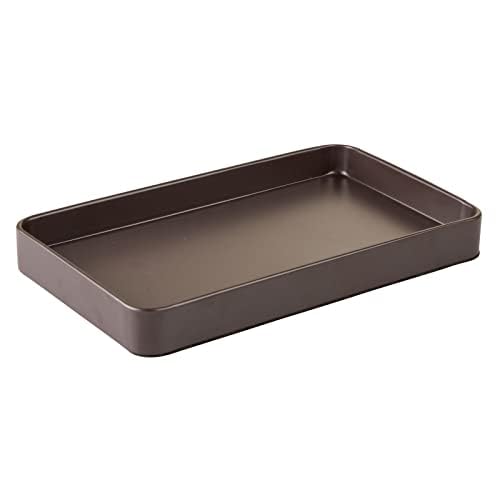 Modern Decorative Metal Guest Hand Towel Tray Holder Organizer for Disposable Paper Napkins (Matte Brown)