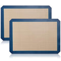 2 Pack Silicone Oven Liners for Baking (Deep Blue with Circles 0.4mm)