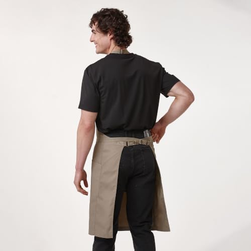 Chef Men Canvas Waterproof Apron Pocket 4251GB (1 Pack / Dark Khaki)