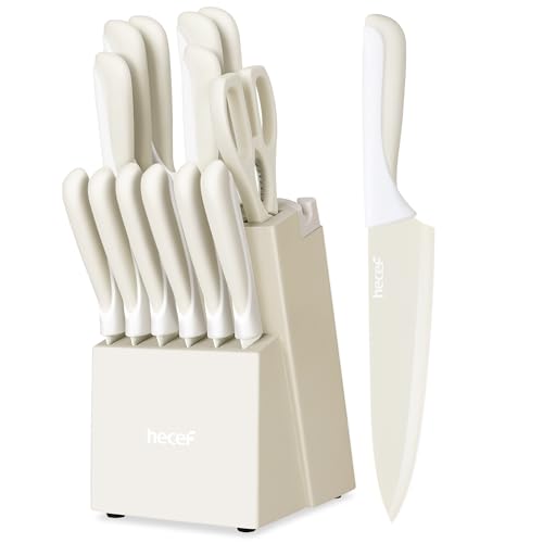 15Pcs Cream White Kitchen Knife Set (Cream White)