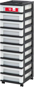 10 Drawer Rolling Storage Cart (Black / 10 Drawer with Wheels)