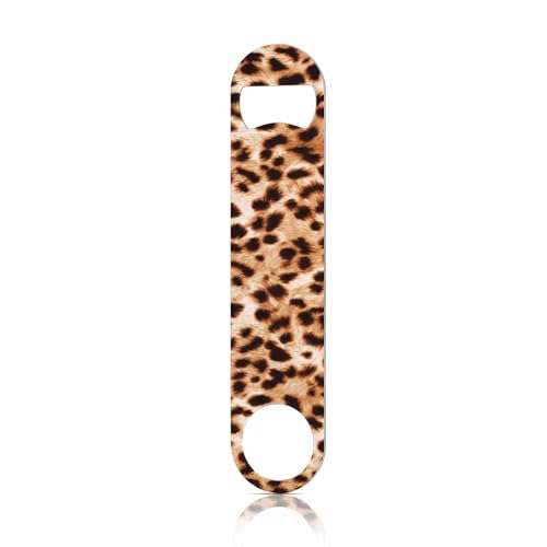 Leopard Pattern Stainless Steel Bottle Opener Cheetah Animal Print Beautiful Watercolor Spotted Skin Pattern Flat Beer Bottle Opener Keychain for Home Kitchen Bar Restaurant Party Gift (Leopard Pattern)