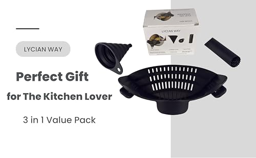 Clip On Strainer Silicone for Pots and Pans (Black)