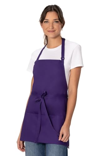 Unisex Three Pocket Apron (Purple, 1 Pack)
