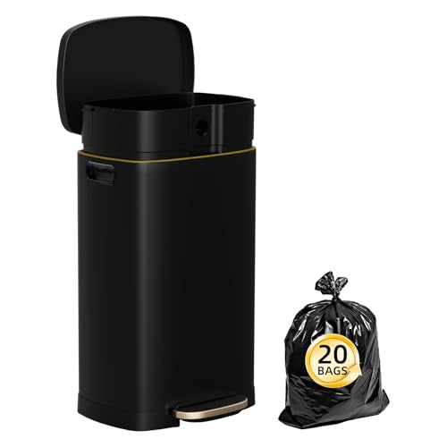 13 Gallon Trash Can with Lid (Black)