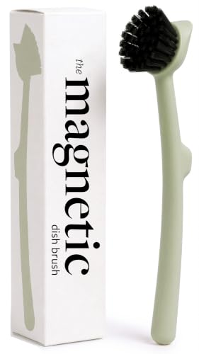 Magnetic Dish Brush & Scraper (Moss Green)