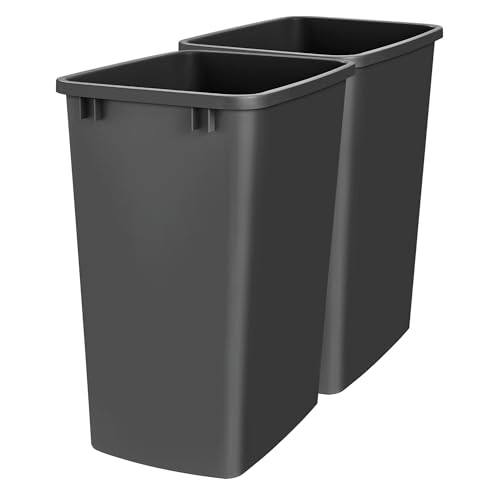 Double Pullout Garbage Trash Cans for Kitchen Cabinets (2 Pack / Black)