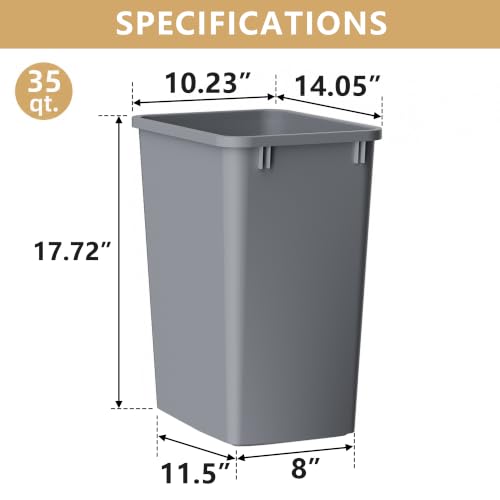 Lightweight and Durable Slim Trash Can (Grey / 2PACK)