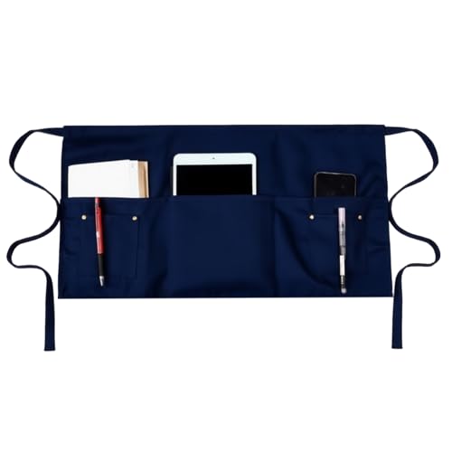 Single Server Waist Apron with 5 Pockets (Dark Blue)