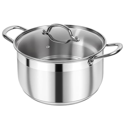 5 Quart Stainless Steel Induction Stock Pot with Visible Lid (5.3 Quarts)