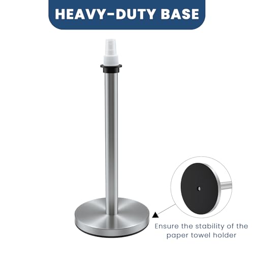 2 in 1 Paper Towel Holder with Spray Bottle and Weighted Base (Silver)