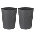Plastic Small Bathroom Trash Can Wastebasket Garbage Can (Dark Grey / 1.8 Gallon/2 Pack)