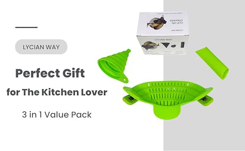 Clip On Strainer Silicone for Pots and Pans (Lime Green)