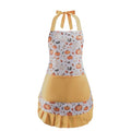 Vintage Floral Apron for Women with Functional Pockets Adjustable Neck Strap for Cooking Baking Mother's Gift (Pumpkin)