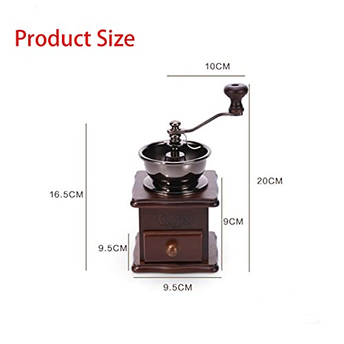 Wooden Manual Coffee Grinder Vintage Style Hand Coffee Mill Burr Coffee Grinder with Ceramic Hand Crank (Brown)