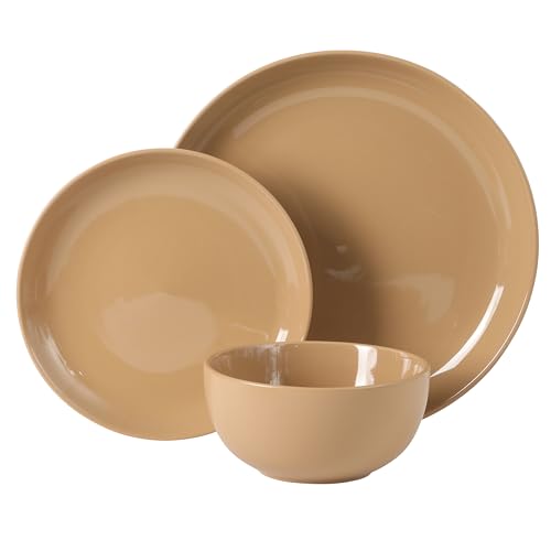 Rockaway 12 Piece Plates and Bowls Matte Outside (Service for 4 (12pcs) / Assorted Colors (Rockaway - Matte/Shiny))