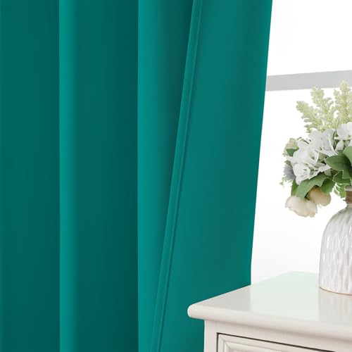 Turquoise Blackout Curtains 84 inch Length 2 Panels Set (Turquoise / 52"W x 84"L (Pack of 2))