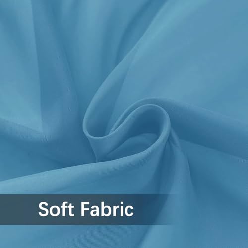 Solid Sheer Rod Pocket Curtain Voile Draperies 2 Panels White Beige Black Grey Ivory 52 Inch Width 96 Inch Long 1 Pair for Kitchen Bedroom Children Living Room Yard (Blue / 52"W x 96"L (Pack of 2))