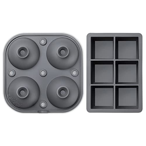 Large Silicone Premium Ice Trays (Gray / 4 Sphere/6 Cube)