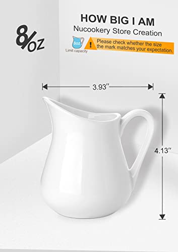 8 Oz Classic White Fine Porcelain Creamer with Handle (8 Ounces)