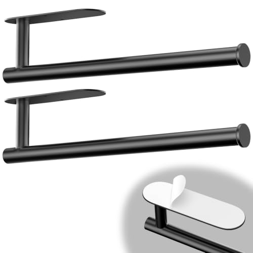 2‑Pack Paper Towel Holder Under Cabinet (Black 2pc)