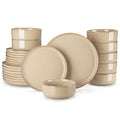 PLAYA Ceramic Plates and Bowls Sets (Brown / 24 Pcs (Service for 8))