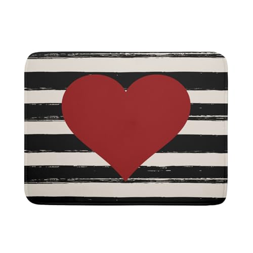 Valentine's Day Dish Drying Mat for Kitchen Counter Black Plaid Heart Microfiber Absorbent Dish Draining Reusable Washable Foldable Extra Large 18"x24" (24" x 18")