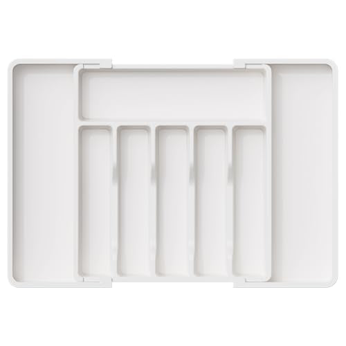 Extra Large Silverware Drawer Organizer (White / XL (13-22''W x 15''D))