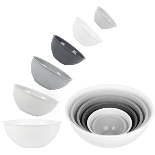 BPA Free Plastic Round Mixing Bowl with Lids (White)
