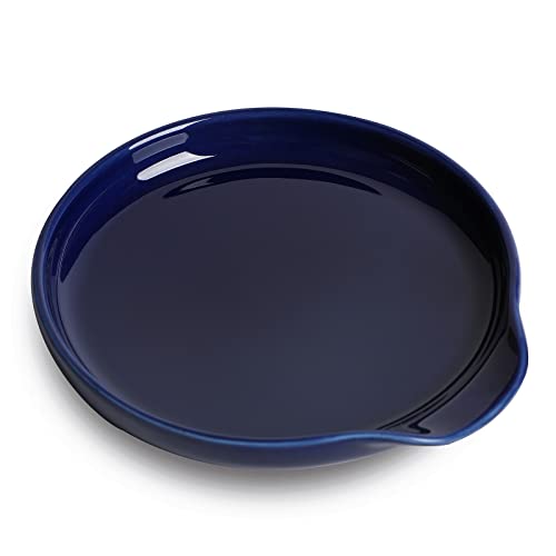 5 Inch Ceramic Spoon Rest for Kitchen Stove Top (Navy)