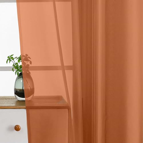 Orange Valances for Windows 14 inch Length 2 Panels Set (42"W x 14"L (Pack of 2) / Orange)